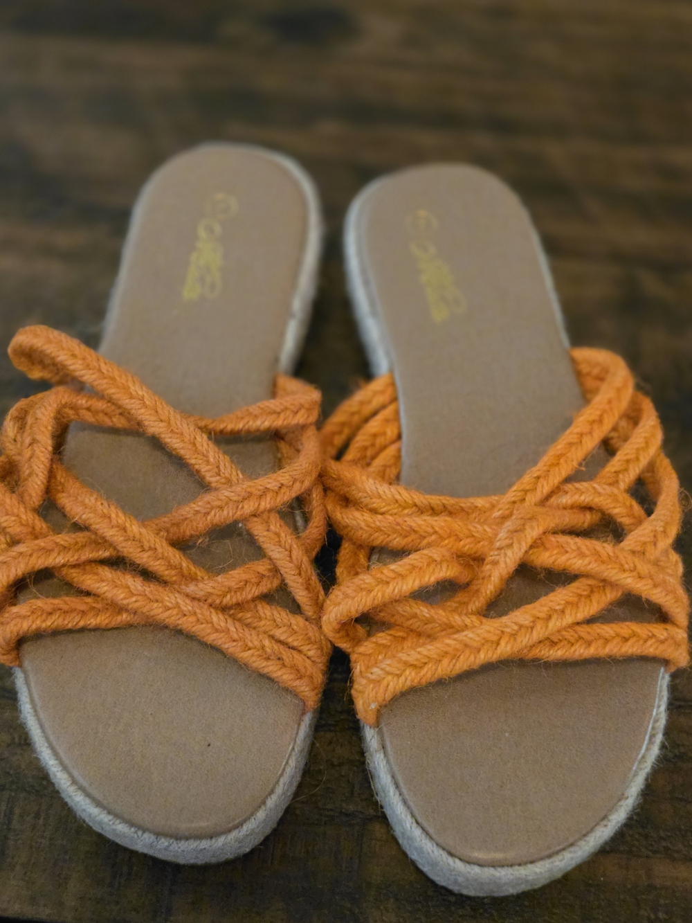 Matisse Orange Braided Rope Slide Sandals - Women
